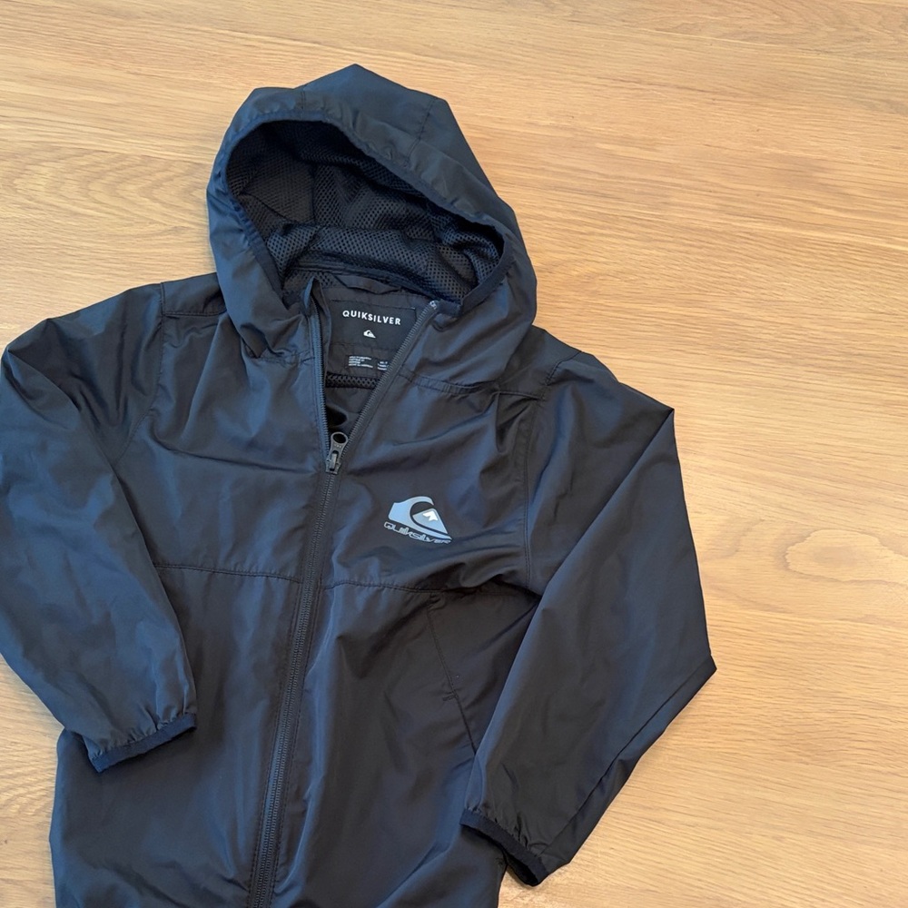 Quiksilver Kids Black Hooded Windbreaker with Chest Logo
